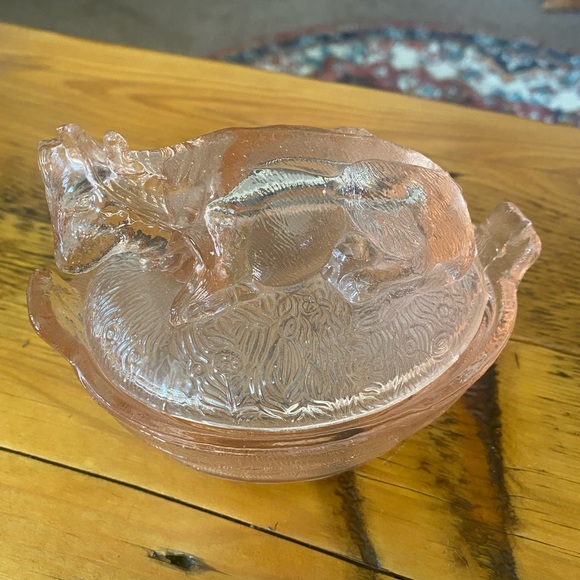 Vintage Pink Depression Glass Cow Candy Dish - Picture 4 of 10